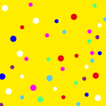 gelber Hintergrund mit bunten Konfettipunkten