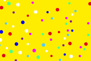 gelber Hintergrund mit bunten Konfettipunkten